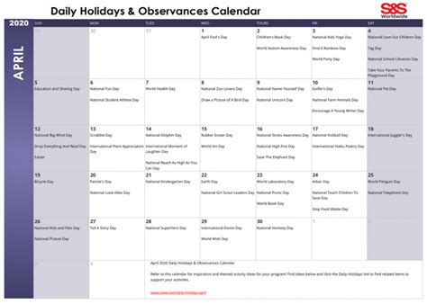 Daily Holidays And Observances Printable Calendar Archives Page 2 Of 2