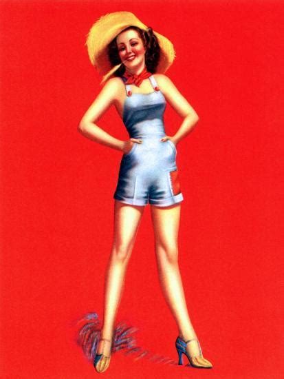 farmerette 1950s pin up girl by billy devorss art print piddix