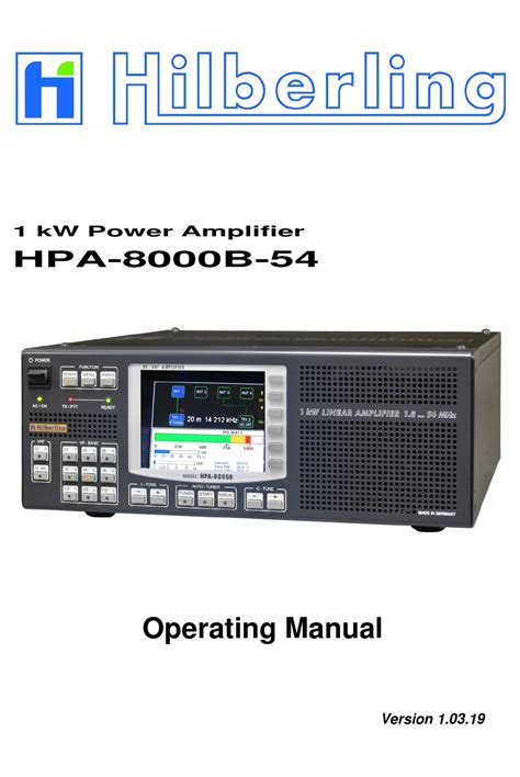 Hilberling Hpa 8000b 54 Operating Manual Pdf Download Manualslib