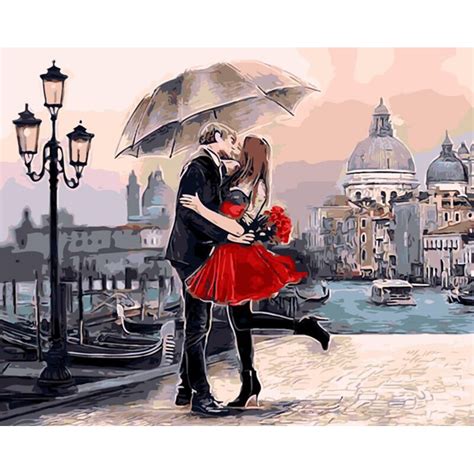 Frameless Figure Painting Kiss Lover Diy Painting By Numbers Modern