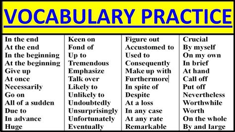 English Vocabulary Practice Intermediate Advanced Vocabulary Words