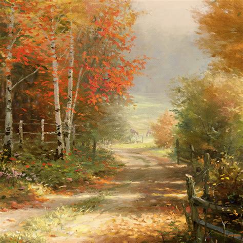 A Walk Down Autumn Lane Limited Edition Canvas Thomas Kinkade Studios