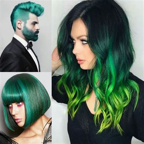 I want to dye my hair a light blonde then dye it silver the same day with box hair dye. Green #haircolor inspirations for #stpatricksday ...