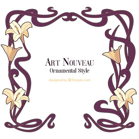 Free Vector Hand Drawn Art Nouveau Floral Frame
