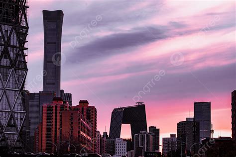 Beijing Emblemático Atardecer Comercio Internacional Cbd Edificio De