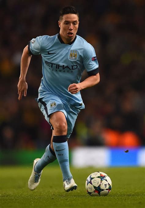 samir nasri of manchester city in action during the uefa champions league round of 16 match