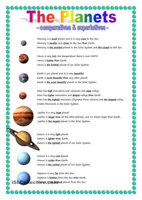 planets comparative superlative solar system worksheets