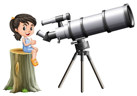 Little Girl Looking Through Telescope 365604 Vector Art At Vecteezy