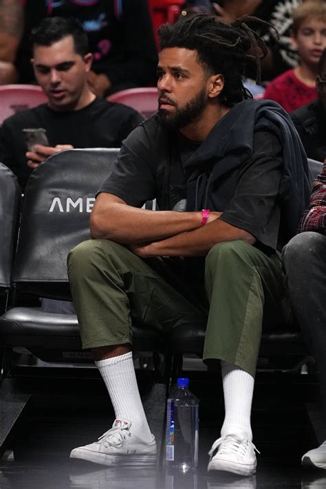 Rapper J Cole Makes An Appearance At Miami Heat Charlotte Hornets Game