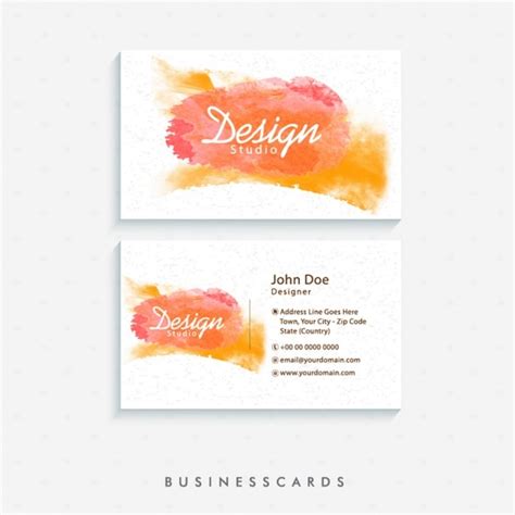 Premium Vector Decorative Business Card With Abstract Stains