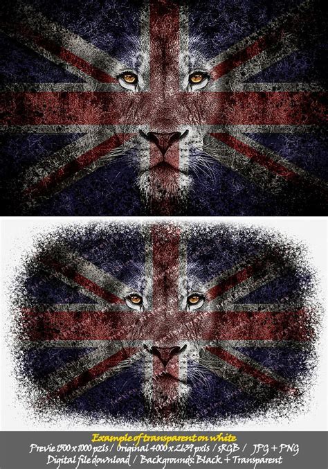 Lion Face On The British Flag Union Jack Lion Digital File Download
