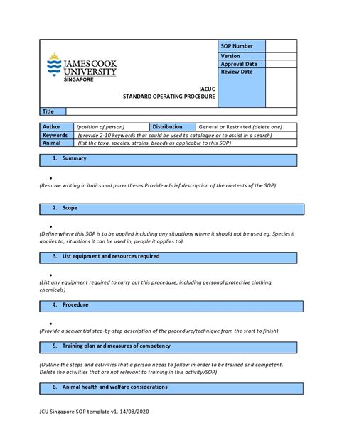 Sop Word Procedure Template Standard Operating Procedure Standard Hot