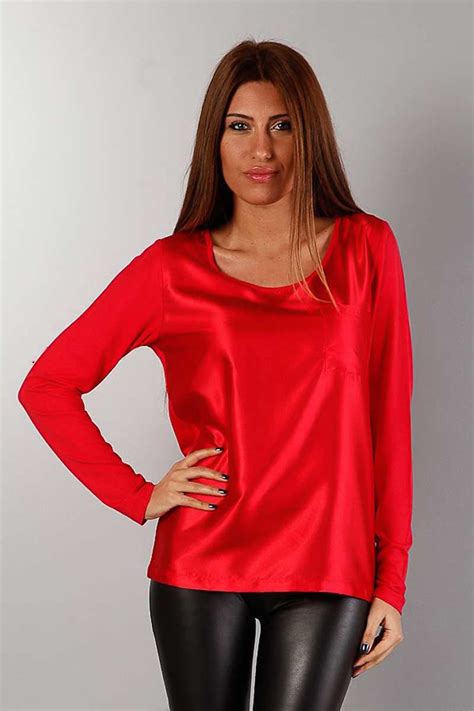 Red Satin Blouse With Images Satin Blouse Red Satin Women