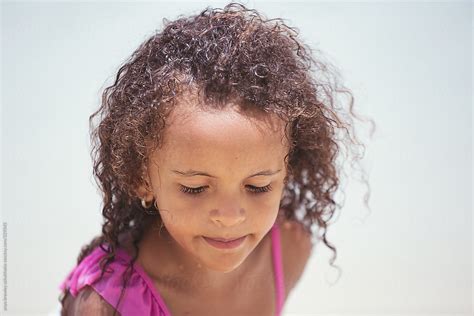 Closeup Portrait Of A Pretty Girl With Wet Hair At The Beach By Anya