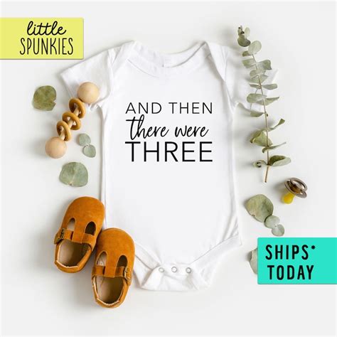 And Then There Were Three Onesie Baby Reveal Onesies Etsy
