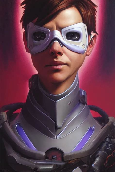 Tracer From Overwatch Portrait Painted By Wayne Stable Diffusion