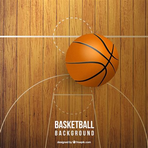 Premium Vector Realistic Basketball Court With Ball