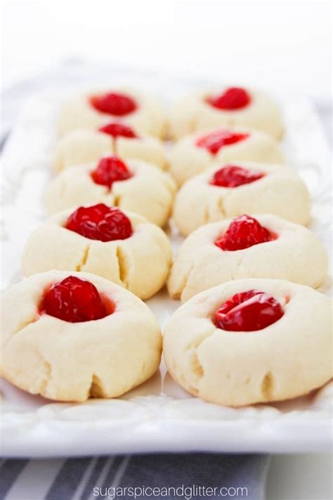 Cherry Thumbprint Shortbread Cookies ⋆ Sugar Spice And Glitter