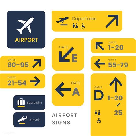 Download Free Illustration Of Airport Signs Icon Vector Set By Wan