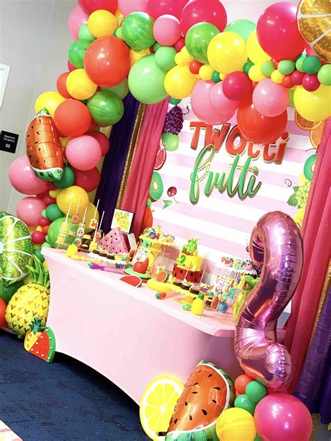 Twotti Frutti Organic Balloon Arch 2nd Birthday Party For Girl Tutti