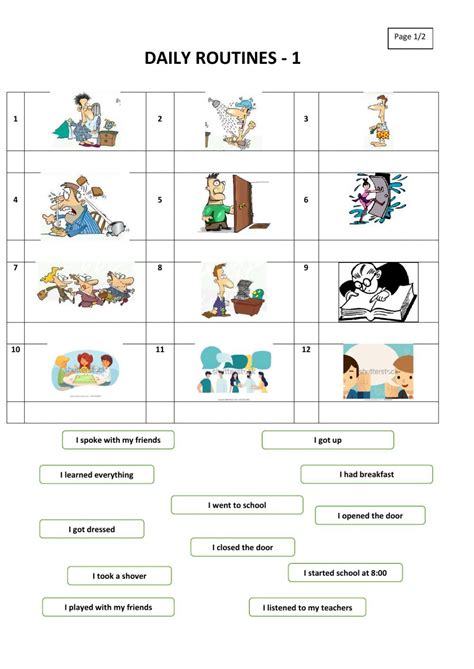 Daily Routines Interactive Worksheet Daily Routine Worksheet