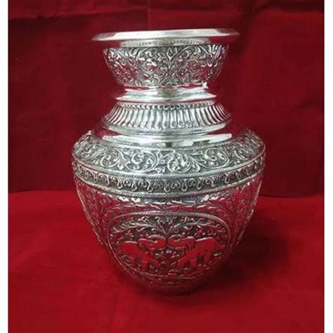 Pure Silver Antique Shree Kalash For Pooja Room Silver T Item