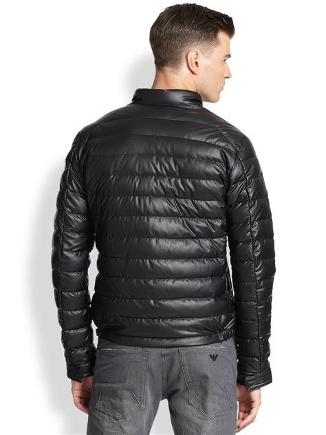 Browse our range of men's black leather jackets. Emporio armani Faux Leather Puffer Jacket in Black for Men ...
