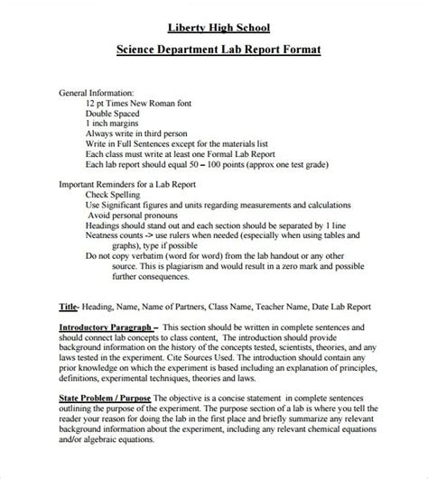 Formal Lab Report Template 7 Templates Example Templates Example
