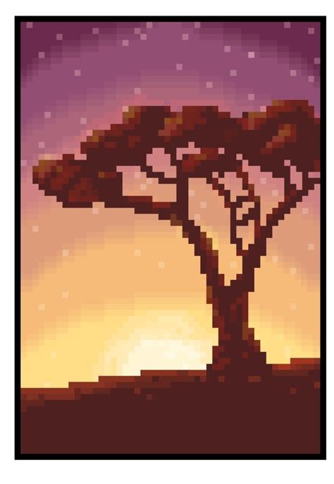 Pixel Art Sunset N A Tree I Didnt Know About Dithering When I Made