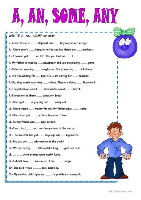 SOME-ANY-A-AN - English ESL Worksheets for distance learning and ...