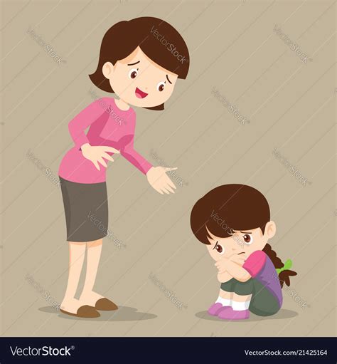 Mother Comforting Sad Girl Grieving Royalty Free Vector