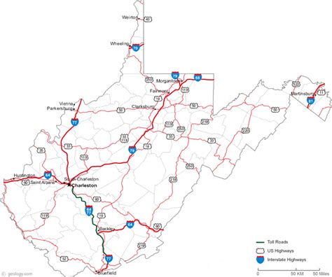 Printable Map Of West Virginia Counties And Major Cities