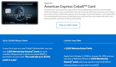 AmEx Cobalt Card: Up to 33,000 MR Welcome Bonus Points