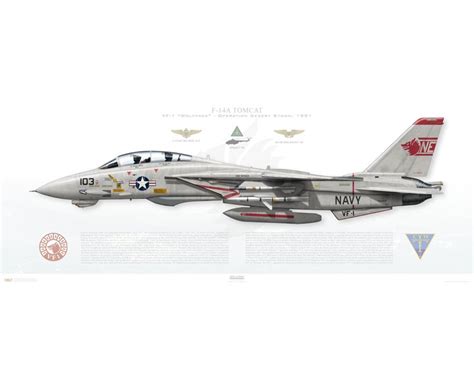 Aircraft Profile Print Of F 14a Tomcat Vf 1 Wolfpack Ne103 162603