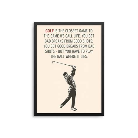 Golf Is The Closest Game To Life Bobby Jones Golf Quote Poster Etsy