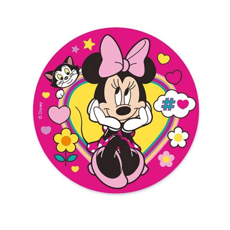 Disque Minnie Mouse Sur Fond Rose En Azyme 20 Cm