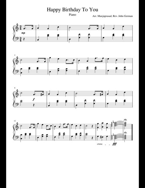 Do re mi where did happy birthday come from? Happy Birthday To You Piano sheet music for Piano download ...