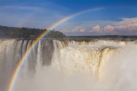 Rainbow Over The Iguazu Falls At Sunset Print Poster