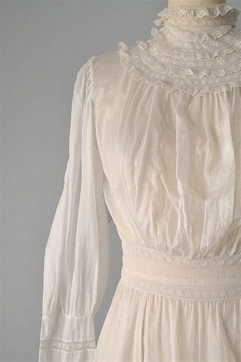 1800s Dress Victorian Gibson Girl White Cotton And Lace Etsy In