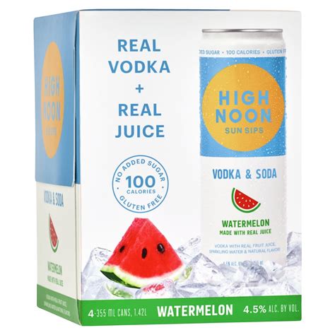 High Noon Watermelon Vodka Hard Seltzer 4pk 355ml Cans Garden Grocer