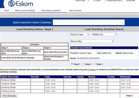 For access to other load shedding schedules, eskom has made them available on loadshedding.eskom.co.za. Eskom Load Shedding Schedules | News