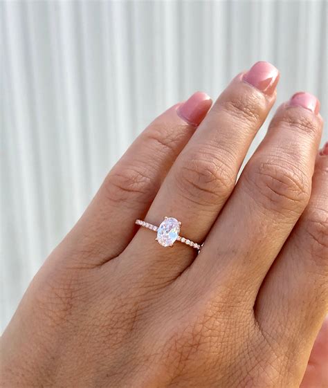 Oval Engagement Ring Rose Gold Engagement Ring Fine Quality Etsy