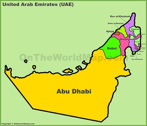 Administrative Divisions Map Of The United Arab Emirates