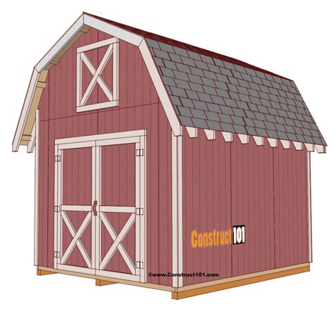 Shed Plans 12x10 Gambrel Shed Barn Construct101