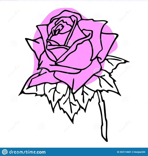 Pink Rose Close Up Drawing Design Color Graphics Stock Illustration Illustration Of Floral