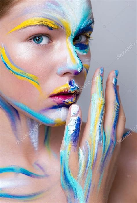 Painted Beautiful Woman Face Artistic Make Up In 2023 Paint