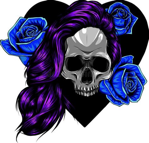 Human Skull With Flower Wreath Of Roses And Wild Flowers Stock Vector
