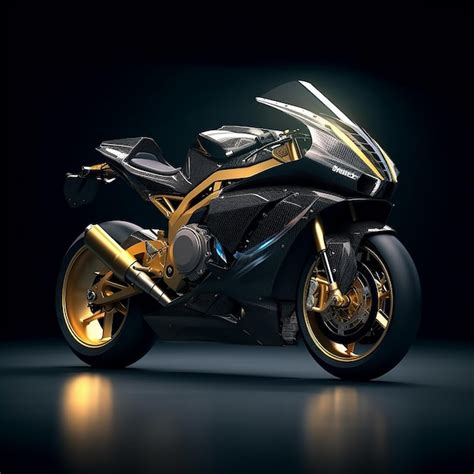 Premium Ai Image A Black And Gold Motorcycle With A Yellow Design On
