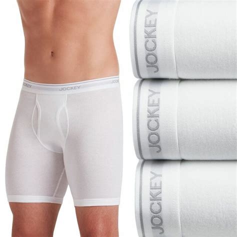 Jockey Mens Pack Essential Cotton Staycool Midway Boxer Briefs White