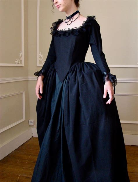 Rococo Black Dress With Long Sleeves Vintage Black Dress Rococo Dress Black Victorian Dress
